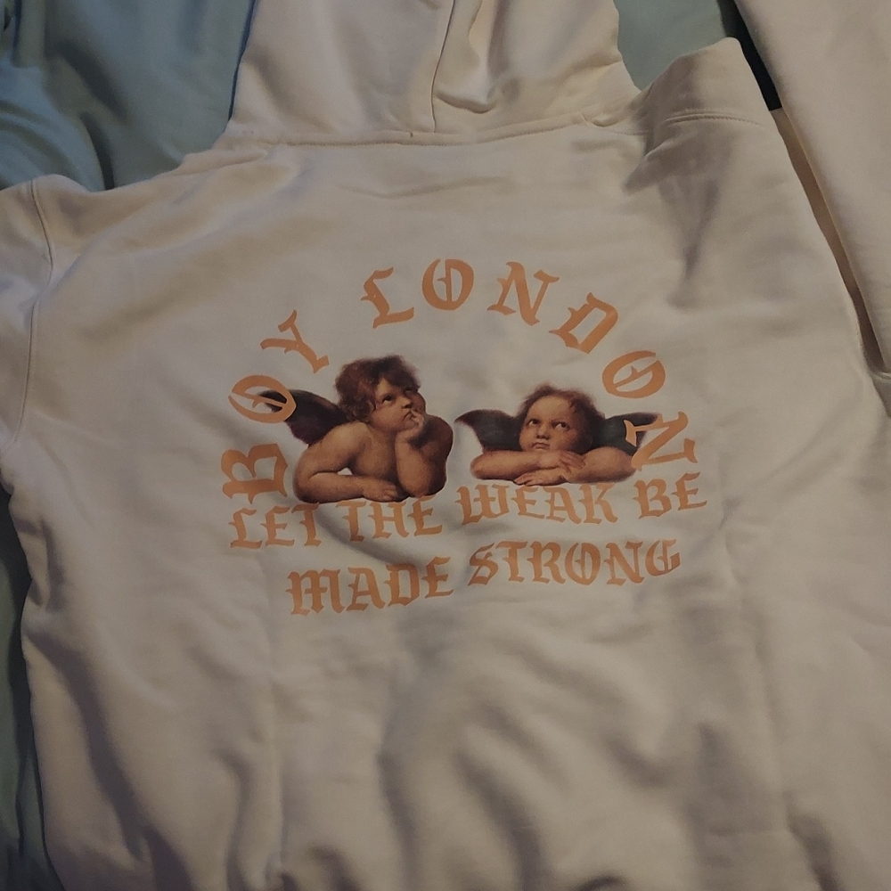 Boy London Cream Hoodie with Angel Graphic